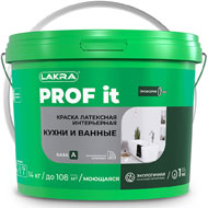 Краска Интерьерная Латексная КУХНИ И ВАННЫЕ ЛАКРА PROF IT База А 25 кг Краска Интерьерная Латексная КУХНИ И ВАННЫЕ ЛАКРА PROF IT База А 25 кг